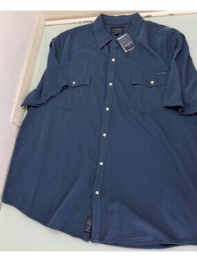 New Lucky Western Shirt Mens 2XL XXL Pearl Snap Short Sleeve Viscose Cotton NWT